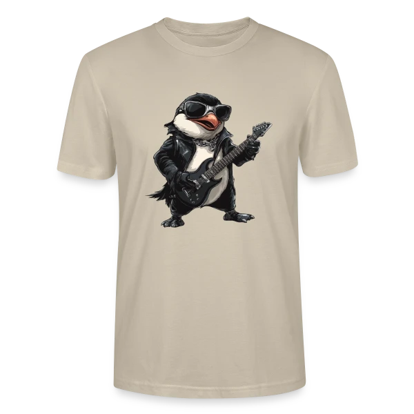 Maquette de T-shirt bio CRAFTER Stanley Stella Unisexe « Pinguin Rocker Guitariste Heavy Metal » à personnaliser