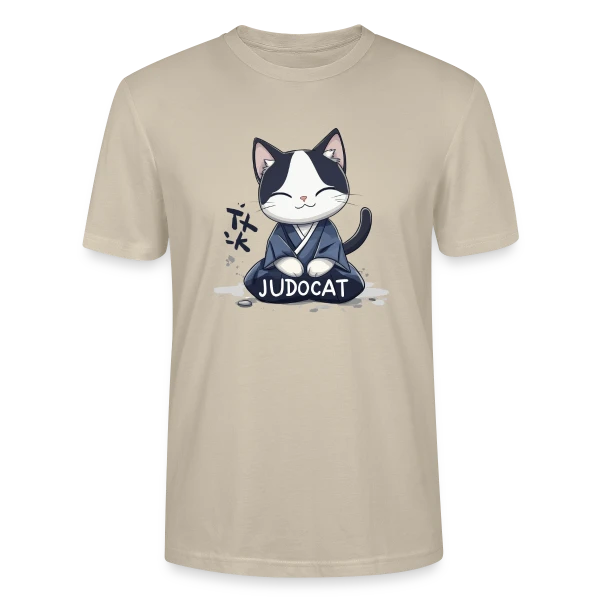 Maquette de T-shirt bio CRAFTER Stanley Stella Unisexe « JUDOCAT: Le chat manga judoka » à personnaliser