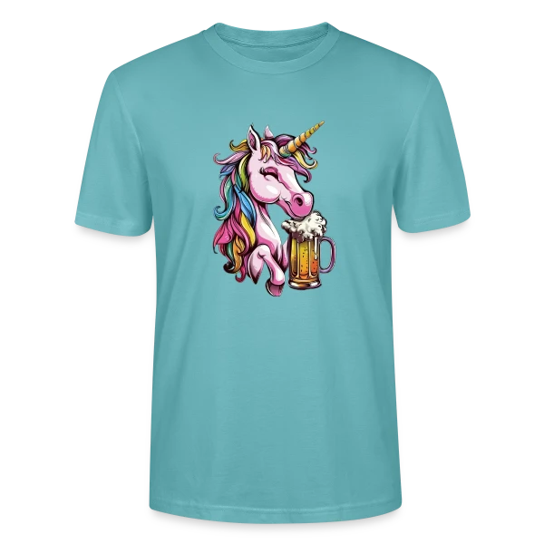 Maquette de T-shirt bio CRAFTER Stanley Stella Unisexe « Licorne Bière Festive » à personnaliser