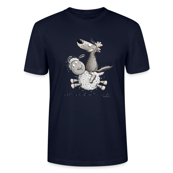 Maquette de T-shirt bio CRAFTER Stanley Stella Unisexe « Loup Cavalier & Mouton Rigolo » à personnaliser