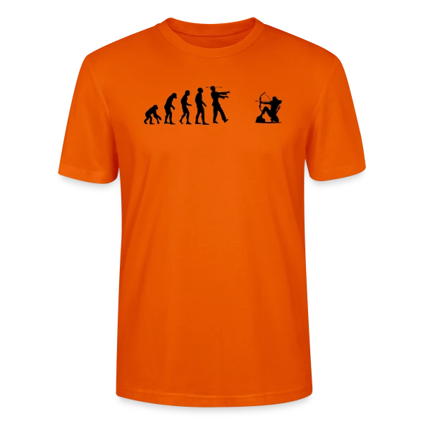 Maquette de T-shirt bio CRAFTER Stanley Stella Unisexe « Évolution Humaine : Zombie vs Archer » à personnaliser