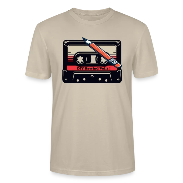 Maquette de T-shirt bio CRAFTER Stanley Stella Unisexe « Cassette Rétro K7 : L'Analogique Stylé » à personnaliser