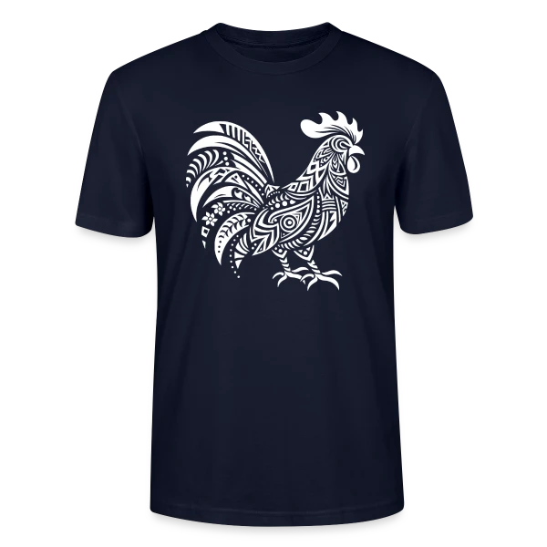 Maquette de T-shirt bio CRAFTER Stanley Stella Unisexe « Coq Tribal : Symbole de Force et Fierté » à personnaliser