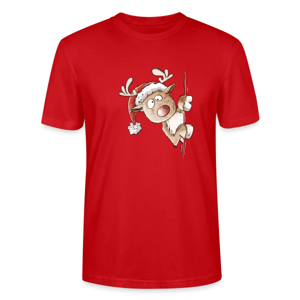 Maquette de T-shirt bio CRAFTER Stanley Stella Unisexe « Renne Espiègle de Noël » à personnaliser
