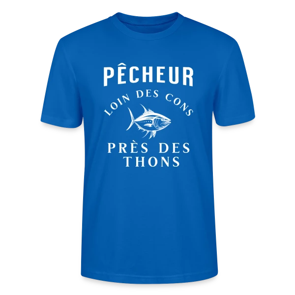 Maquette de T-shirt bio CRAFTER Stanley Stella Unisexe « Pêcheur Loin Des Cons Près Des Thons - Humour » à personnaliser