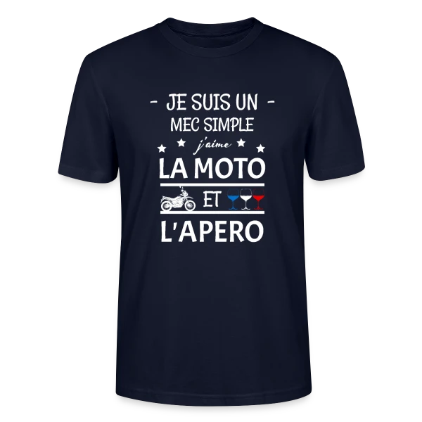 Maquette de T-shirt bio CRAFTER Stanley Stella Unisexe « Moto & Apéro : L'Esprit Motard » à personnaliser