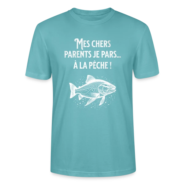Maquette de T-shirt bio CRAFTER Stanley Stella Unisexe « Humour Pêche : La Truite Élégante » à personnaliser