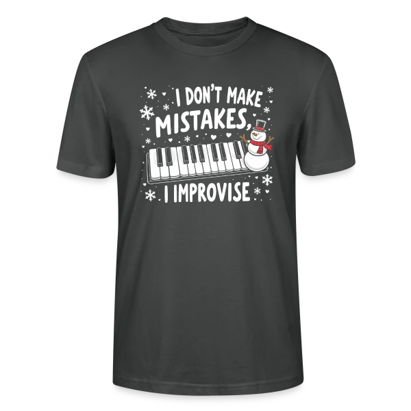 Maquette de T-shirt bio CRAFTER Stanley Stella Unisexe « Pianiste Humour - Je n'fais pas d'erreurs, j'improvise » à personnaliser