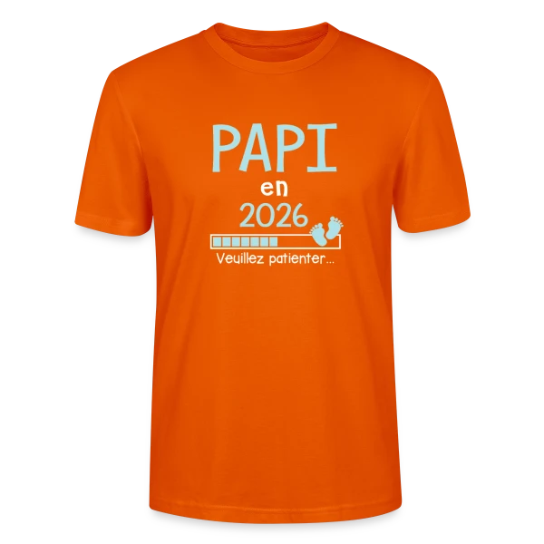 Maquette de T-shirt bio CRAFTER Stanley Stella Unisexe « Papi en 2026 : Veuillez Patienter - Humour » à personnaliser