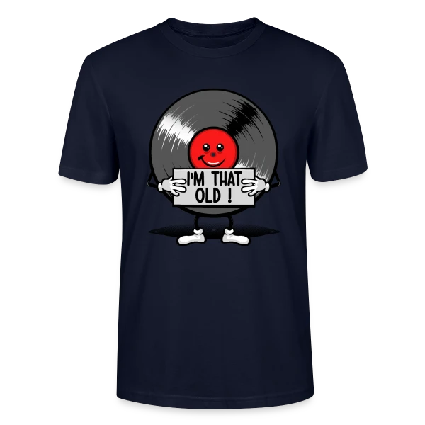 Maquette de T-shirt bio CRAFTER Stanley Stella Unisexe « Vintage 33 tours : Vieux comme un Vinyle » à personnaliser