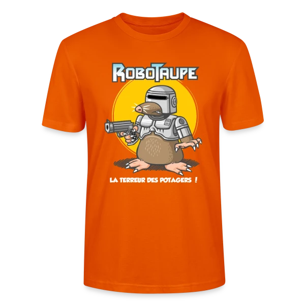 Maquette de T-shirt bio CRAFTER Stanley Stella Unisexe « Robotaupe, Terreur du Jardin » à personnaliser
