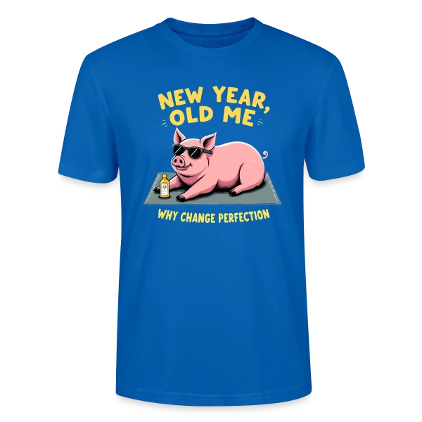 Maquette de T-shirt bio CRAFTER Stanley Stella Unisexe « Nouvel An Humoristique - Cochon Détendu » à personnaliser