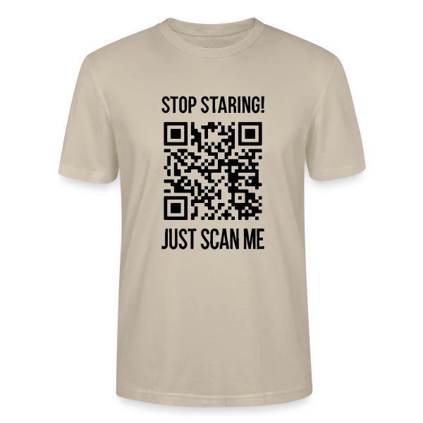 Maquette de T-shirt bio CRAFTER Stanley Stella Unisexe « QR Code Motivation: Scanne-moi ! » à personnaliser