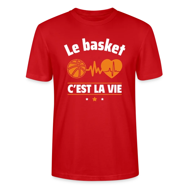 Maquette de T-shirt bio CRAFTER Stanley Stella Unisexe « Le Basket, C'est la Vie ! » à personnaliser