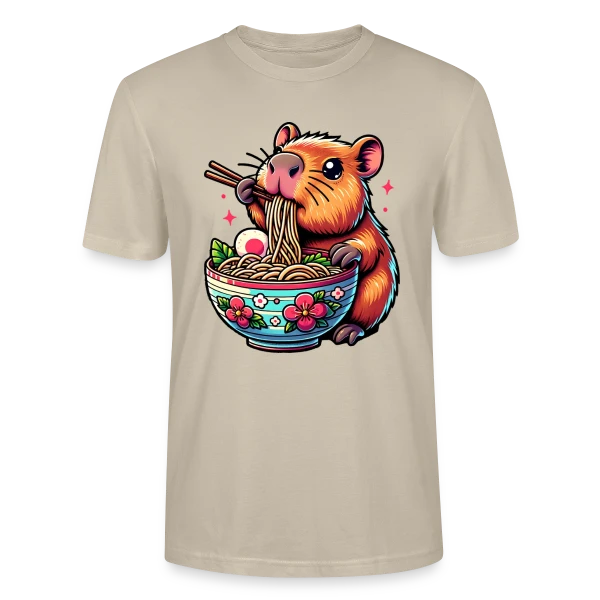 Maquette de T-shirt bio CRAFTER Stanley Stella Unisexe « Capybara Mignon Ramen » à personnaliser