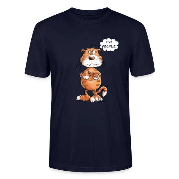 Maquette de T-shirt bio CRAFTER Stanley Stella Unisexe « Chat grincheux rouge "Ew People" - Sarcasme félin » à personnaliser