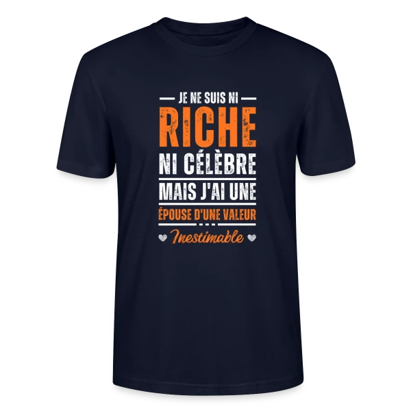 Maquette de T-shirt bio CRAFTER Stanley Stella Unisexe « Homme - Mon Épouse D'une Valeur Inestimable » à personnaliser