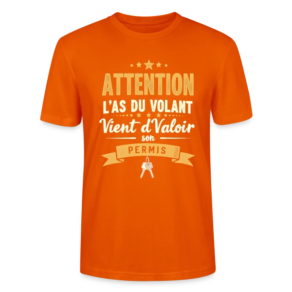 Maquette de T-shirt bio CRAFTER Stanley Stella Unisexe « Humour Jeune Conducteur - Mon Permis en Poche » à personnaliser