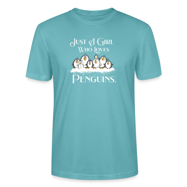 Maquette de T-shirt bio CRAFTER Stanley Stella Unisexe « Juste une fille qui adore les pingouins - T-shirt humour » à personnaliser