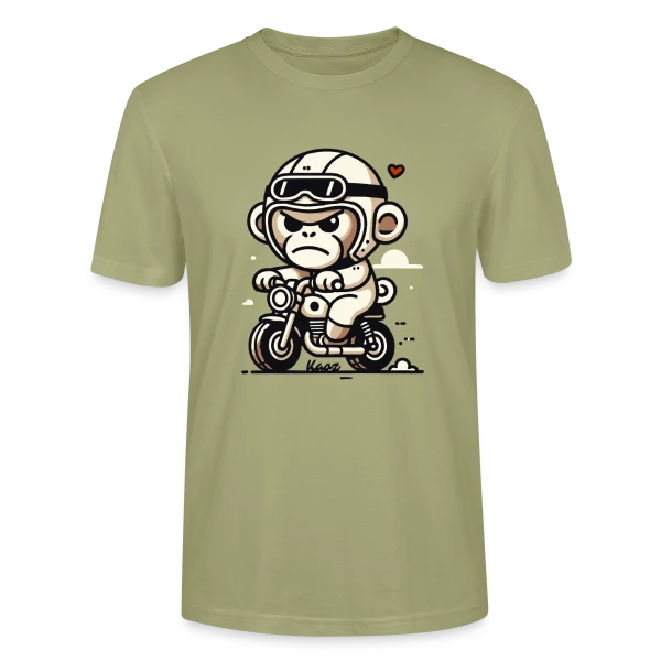 Maquette de T-shirt bio CRAFTER Stanley Stella Unisexe « Singe Motard Aventure » à personnaliser