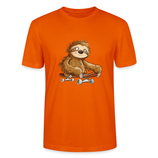 Maquette de T-shirt bio CRAFTER Stanley Stella Unisexe « Paresseux Skateboarder Cartoon - Relax et Style » à personnaliser