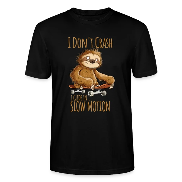 Maquette de T-shirt bio CRAFTER Stanley Stella Unisexe « Paresseux Skateboarder - 'I Don't Crash' - T-shirt Relax » à personnaliser