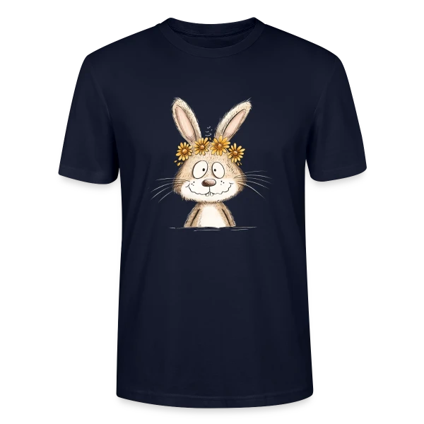 Maquette de T-shirt bio CRAFTER Stanley Stella Unisexe « Lapin Rigolo Couronne Fleurs » à personnaliser