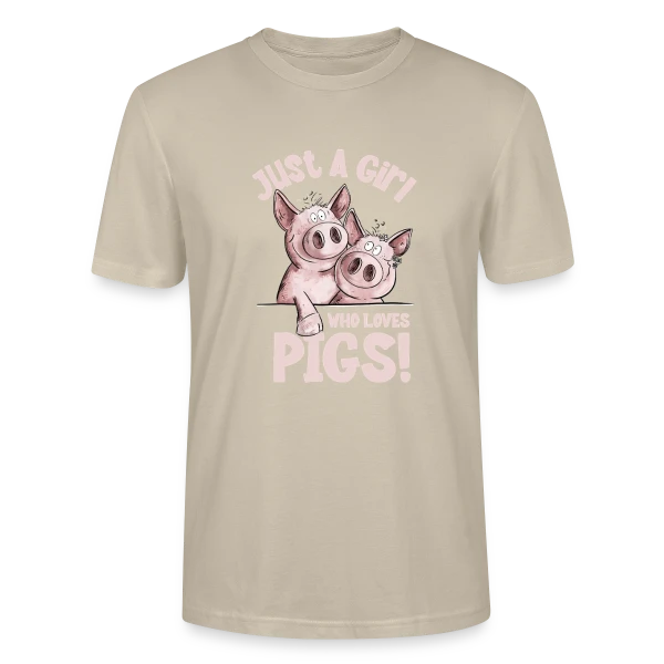 Maquette de T-shirt bio CRAFTER Stanley Stella Unisexe « Fille et Cochons Adorables » à personnaliser