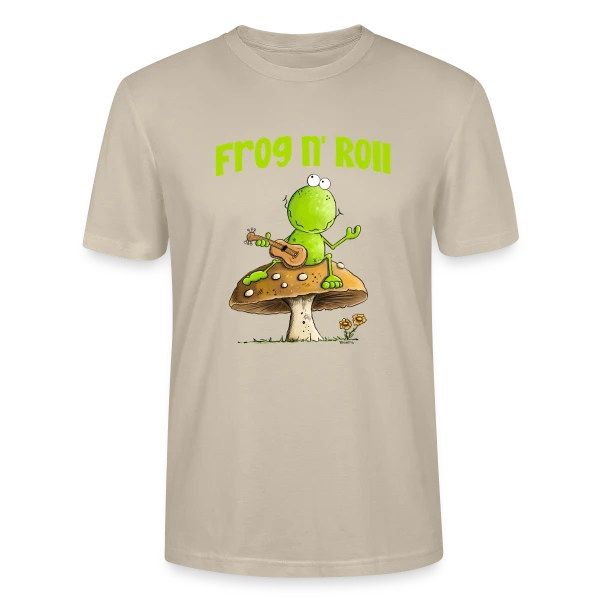 Maquette de T-shirt bio CRAFTER Stanley Stella Unisexe « Grenouille guitariste cottagecore » à personnaliser