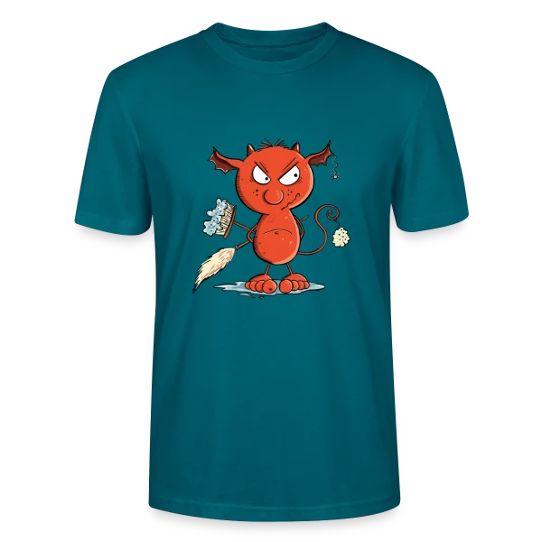 Maquette de T-shirt bio CRAFTER Stanley Stella Unisexe « Petit diable du ménage - Nettoyage fun » à personnaliser