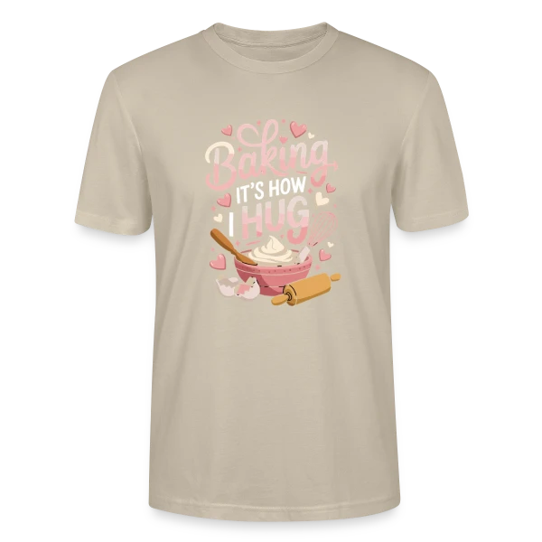 Maquette de T-shirt bio CRAFTER Stanley Stella Unisexe « Passion Pâtisserie : Mon Cœur Fond pour les Douceurs » à personnaliser