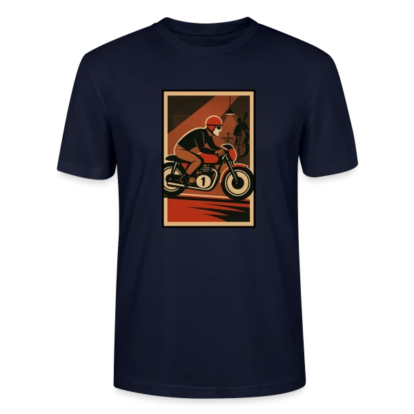 Maquette de T-shirt bio CRAFTER Stanley Stella Unisexe « Pilote Moto Rétro Jazz » à personnaliser