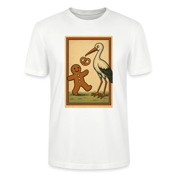 Maquette de T-shirt bio CRAFTER Stanley Stella Unisexe « Cigogne et Mannele Alsacien » à personnaliser