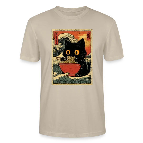 Maquette de T-shirt bio CRAFTER Stanley Stella Unisexe « Chat Ramen et Vague Japonaise : L'Art Kawaii » à personnaliser