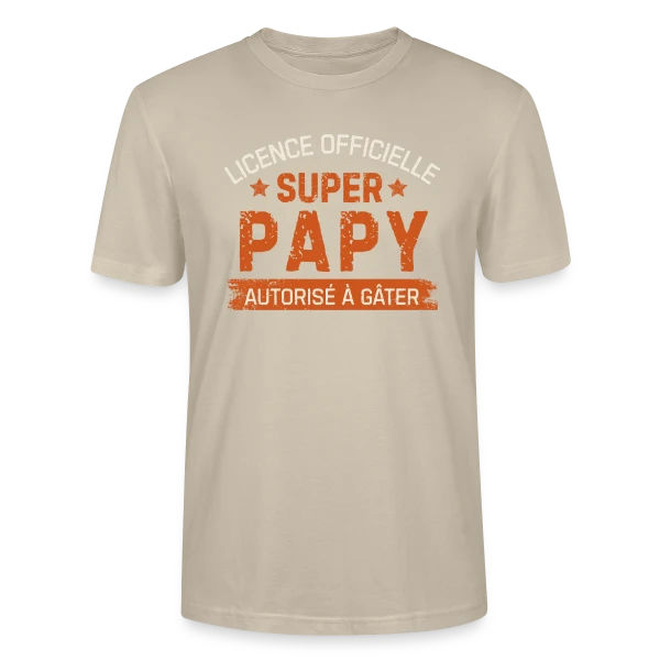 Maquette de T-shirt bio CRAFTER Stanley Stella Unisexe « 'Licence Papy Officielle' – Humour Grand-Père » à personnaliser