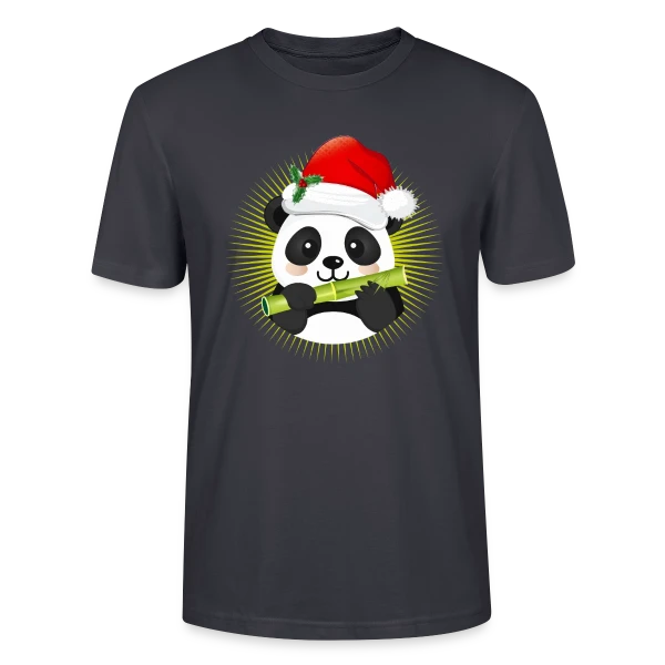 Maquette de T-shirt bio CRAFTER Stanley Stella Unisexe « Panda Festif de Noël » à personnaliser