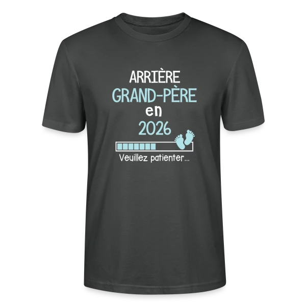 Maquette de T-shirt bio CRAFTER Stanley Stella Unisexe « Arrière-Grand-Père 2026 : Bientôt Papy » à personnaliser