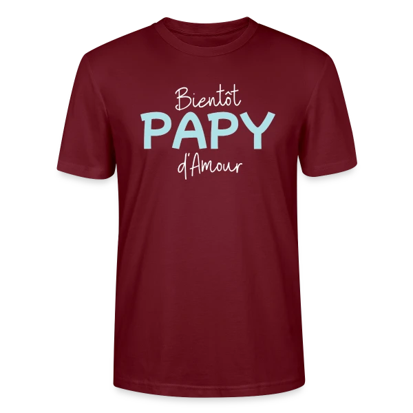 Maquette de T-shirt bio CRAFTER Stanley Stella Unisexe « Bientôt Papy d'Amour : Annonce Originale » à personnaliser