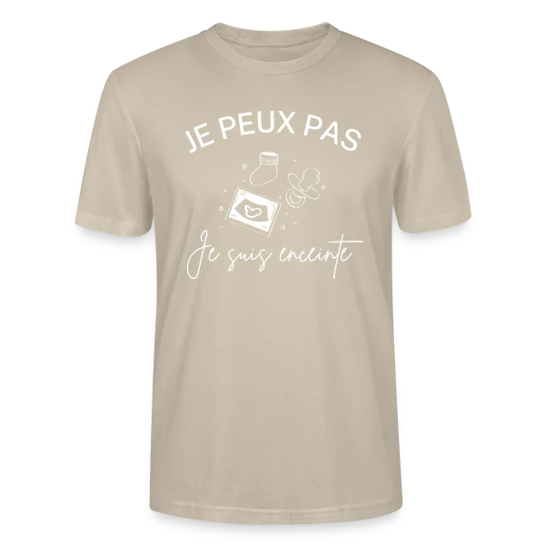 Maquette de T-shirt bio CRAFTER Stanley Stella Unisexe « Je Peux Pas, Je Suis Enceinte ! » à personnaliser