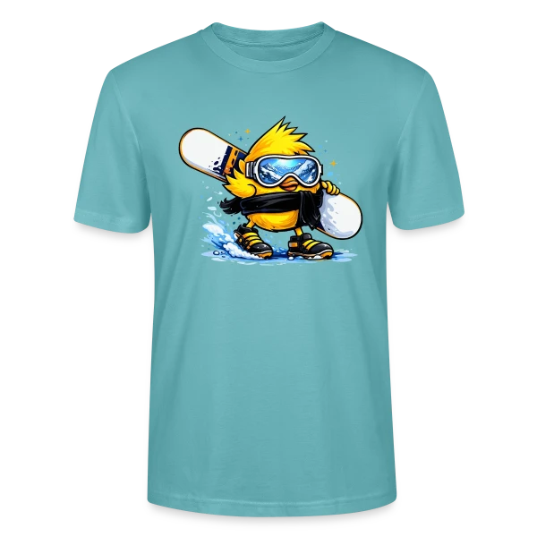 Maquette de T-shirt bio CRAFTER Stanley Stella Unisexe « Snowboardeur Déglingué » à personnaliser