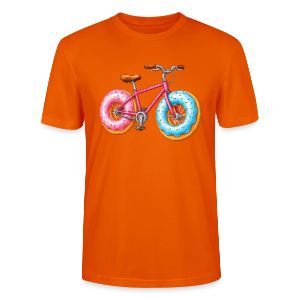 Maquette de T-shirt bio CRAFTER Stanley Stella Unisexe « Cycliste Gourmand : Donut & Vélo Humoristique » à personnaliser