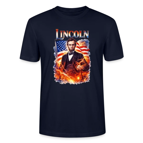 Maquette de T-shirt bio CRAFTER Stanley Stella Unisexe « Abraham Lincoln Légendaire » à personnaliser