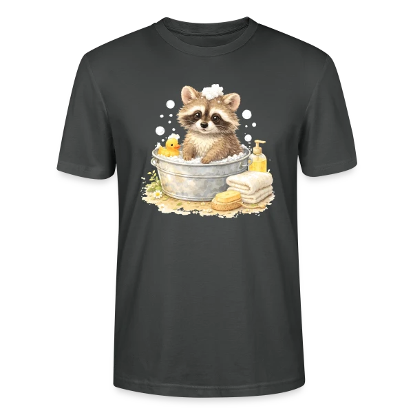 Maquette de T-shirt bio CRAFTER Stanley Stella Unisexe « Bébé Raton Laveur dans le Bain » à personnaliser