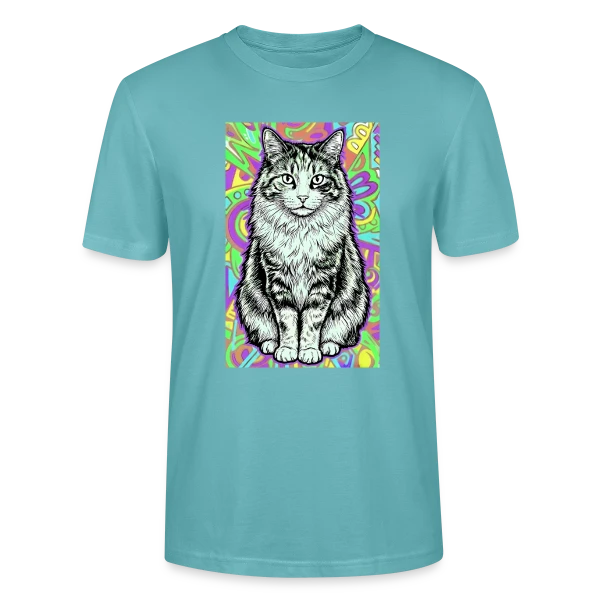 Maquette de T-shirt bio CRAFTER Stanley Stella Unisexe « Chat Stylisé Psychédélique » à personnaliser