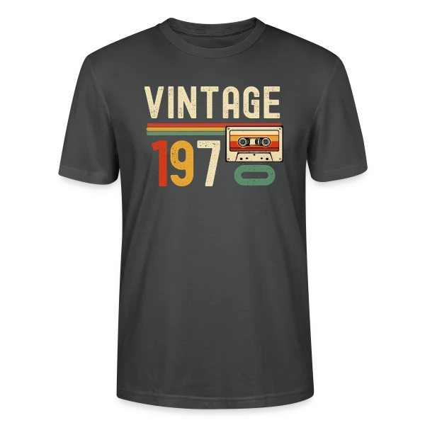 Maquette de T-shirt bio CRAFTER Stanley Stella Unisexe « Vintage 1970 Cassette Rétro » à personnaliser
