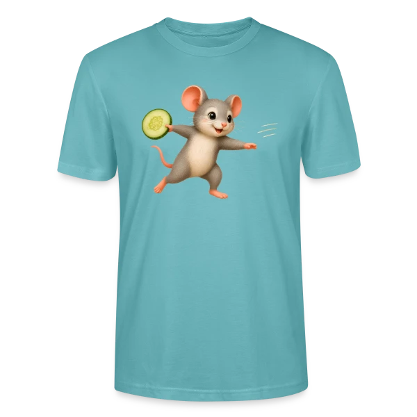 Maquette de T-shirt bio CRAFTER Stanley Stella Unisexe « La Souris Frisbee et la Tranche de Concombre » à personnaliser