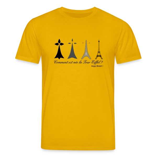 Maquette de T-shirt bio CREATOR Stanley/Stella Unisexe « Évolution Tour Eiffel Bretonne » à personnaliser