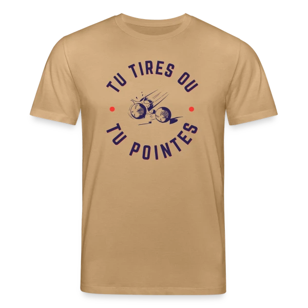 Maquette de T-shirt bio CREATOR Stanley/Stella Unisexe « Pétanque: Tu Tires ou Tu Pointes? » à personnaliser