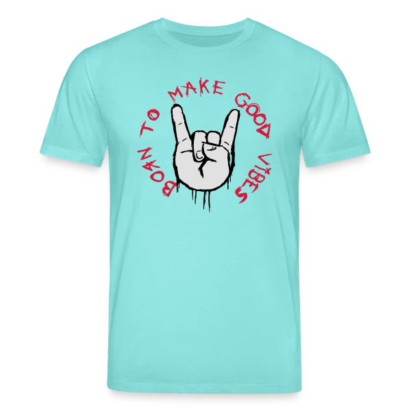 Maquette de T-shirt bio CREATOR Stanley/Stella Unisexe « Good Vibes Main Cornue Rock » à personnaliser