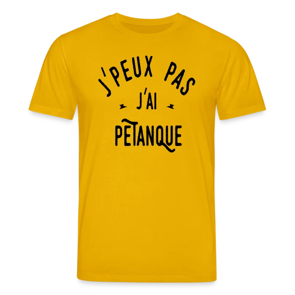 Maquette de T-shirt bio CREATOR Stanley/Stella Unisexe « J'peux pas j'ai pétanque - Humour et Boules » à personnaliser